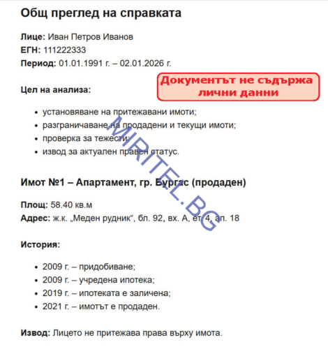 Анализ на справка от Имотния регистър – общ преглед